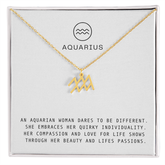 AQUARIUS WOMAN ZODIAC NECKLACE WITH MESSAGE CARD