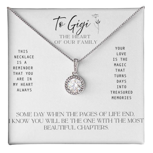 To Gigi – The Heart of our Family -   Necklace with Treasured Memories Message Card
