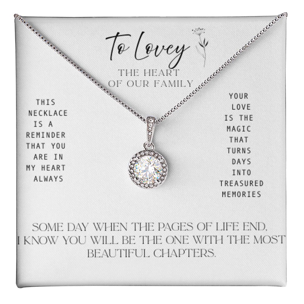To Lovey – The Heart of our Family -   Necklace with Treasured Memories Message Card