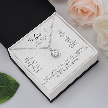To Gigi – The Heart of our Family -   Necklace with Treasured Memories Message Card
