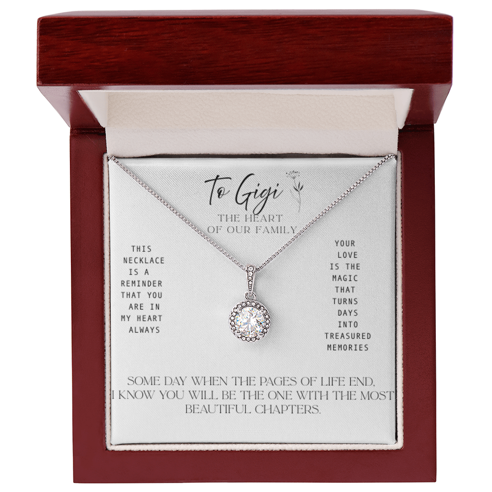 To Gigi – The Heart of our Family -   Necklace with Treasured Memories Message Card