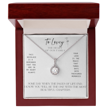 To Lovey – The Heart of our Family -   Necklace with Treasured Memories Message Card