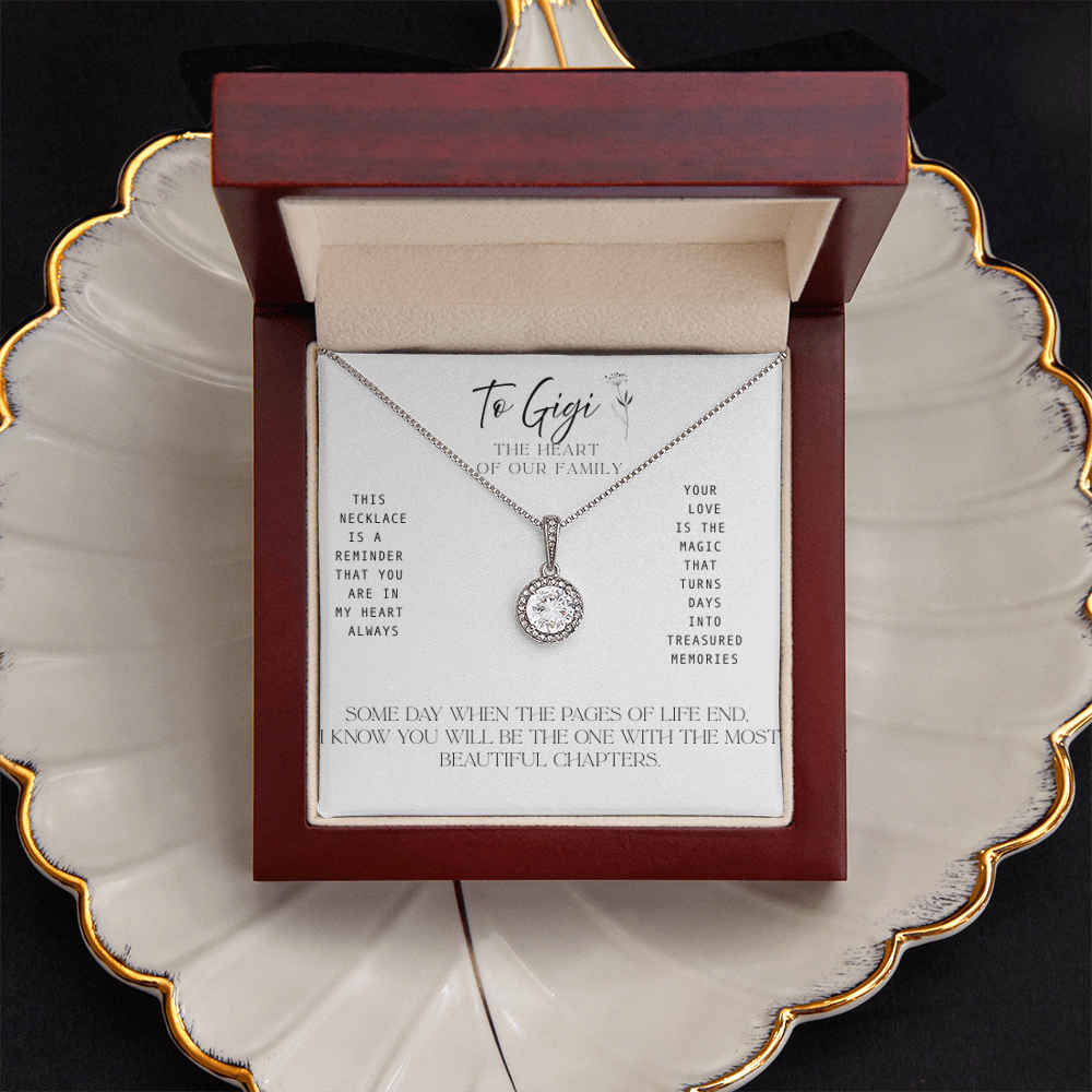To Gigi – The Heart of our Family -   Necklace with Treasured Memories Message Card