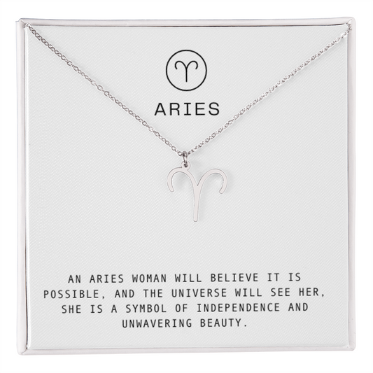 ARIES WOMAN ZODIAC NECKLACE WITH MESSAGE CARD