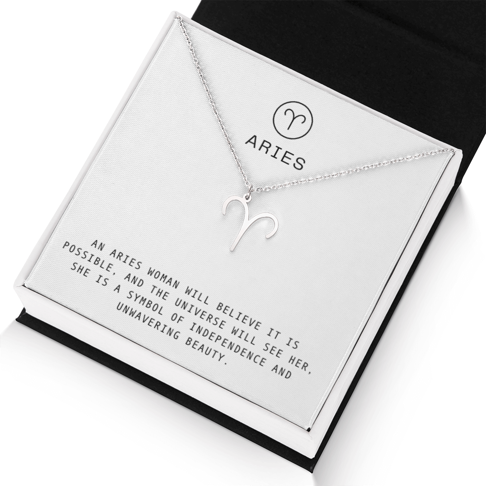 ARIES WOMAN ZODIAC NECKLACE WITH MESSAGE CARD
