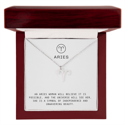 ARIES WOMAN ZODIAC NECKLACE WITH MESSAGE CARD