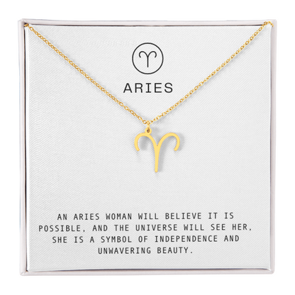 ARIES WOMAN ZODIAC NECKLACE WITH MESSAGE CARD