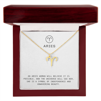 ARIES WOMAN ZODIAC NECKLACE WITH MESSAGE CARD