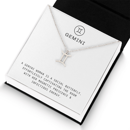 GEMINI WOMAN ZODIAC NECKLACE WITH MESSAGE CARD