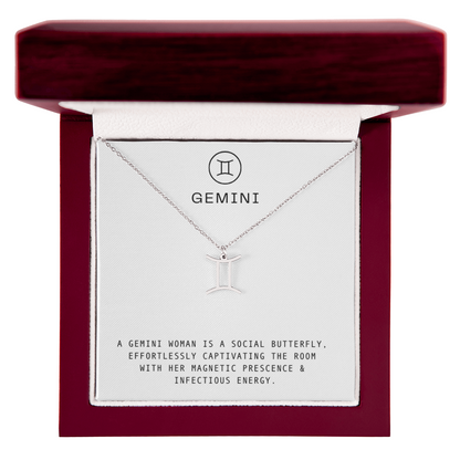 GEMINI WOMAN ZODIAC NECKLACE WITH MESSAGE CARD