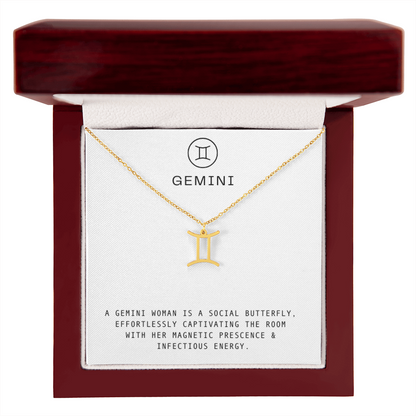 GEMINI WOMAN ZODIAC NECKLACE WITH MESSAGE CARD