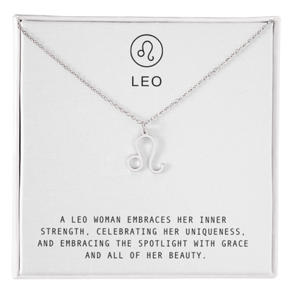 LEO WOMAN ZODIAC NECKLACE WITH MESSAGE CARD