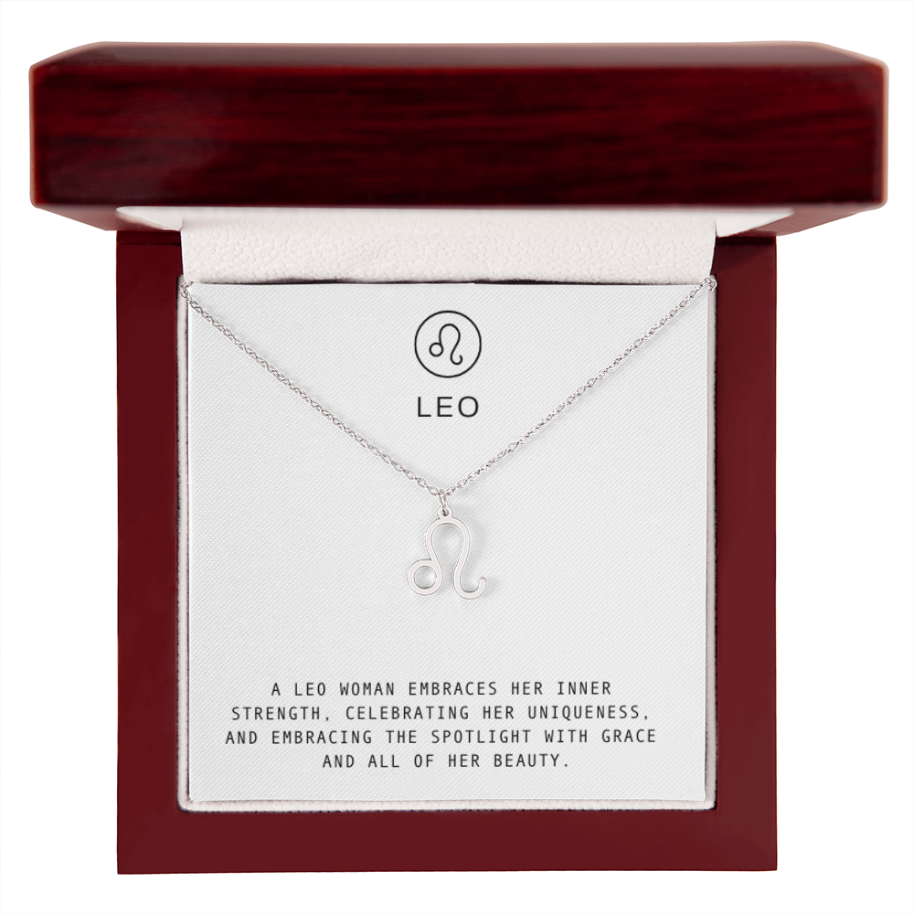 LEO WOMAN ZODIAC NECKLACE WITH MESSAGE CARD