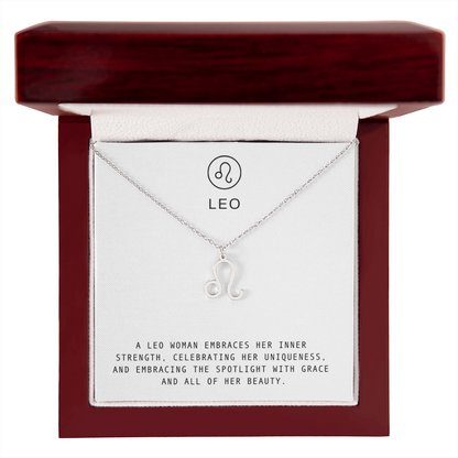 LEO WOMAN ZODIAC NECKLACE WITH MESSAGE CARD