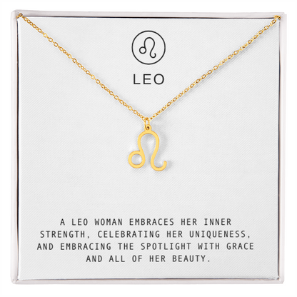 LEO WOMAN ZODIAC NECKLACE WITH MESSAGE CARD
