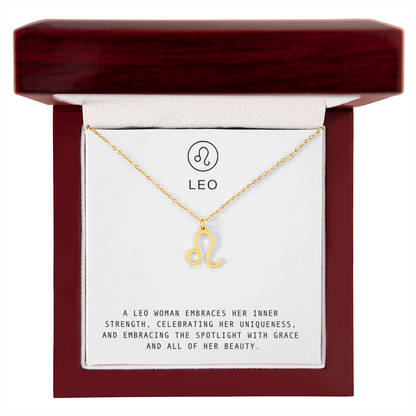 LEO WOMAN ZODIAC NECKLACE WITH MESSAGE CARD