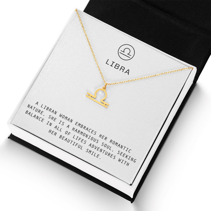 LIBRA WOMAN ZODIAC NECKLACE WITH MESSAGE CARD