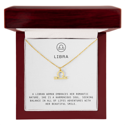 LIBRA WOMAN ZODIAC NECKLACE WITH MESSAGE CARD