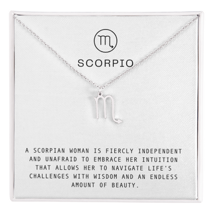 SCORPIO WOMAN ZODIAC NECKLACE WITH MESSAGE CARD