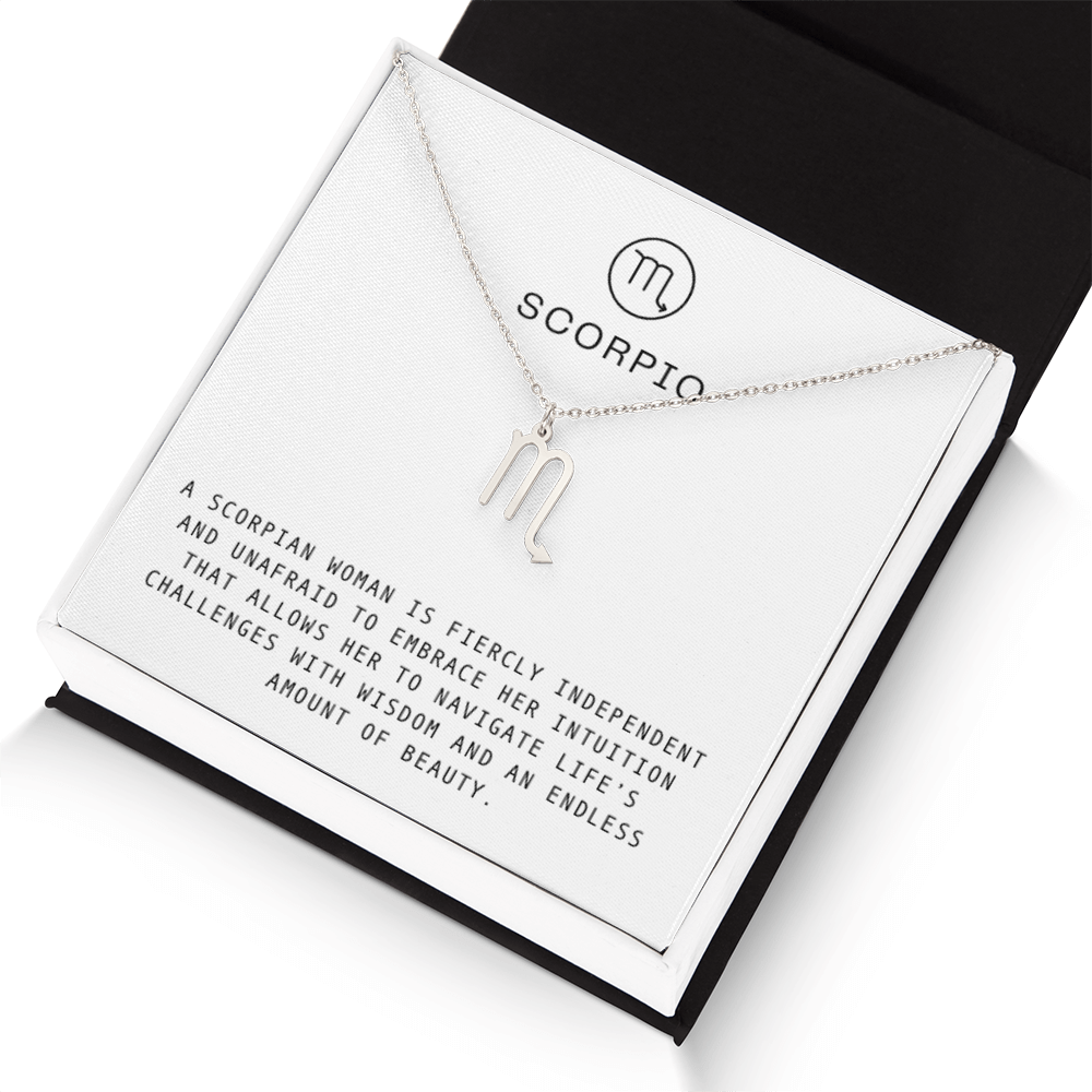 SCORPIO WOMAN ZODIAC NECKLACE WITH MESSAGE CARD
