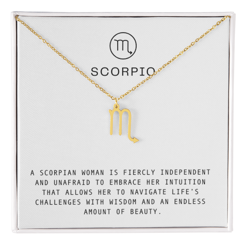 SCORPIO WOMAN ZODIAC NECKLACE WITH MESSAGE CARD