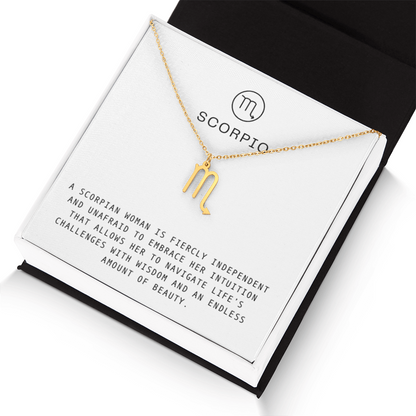 SCORPIO WOMAN ZODIAC NECKLACE WITH MESSAGE CARD