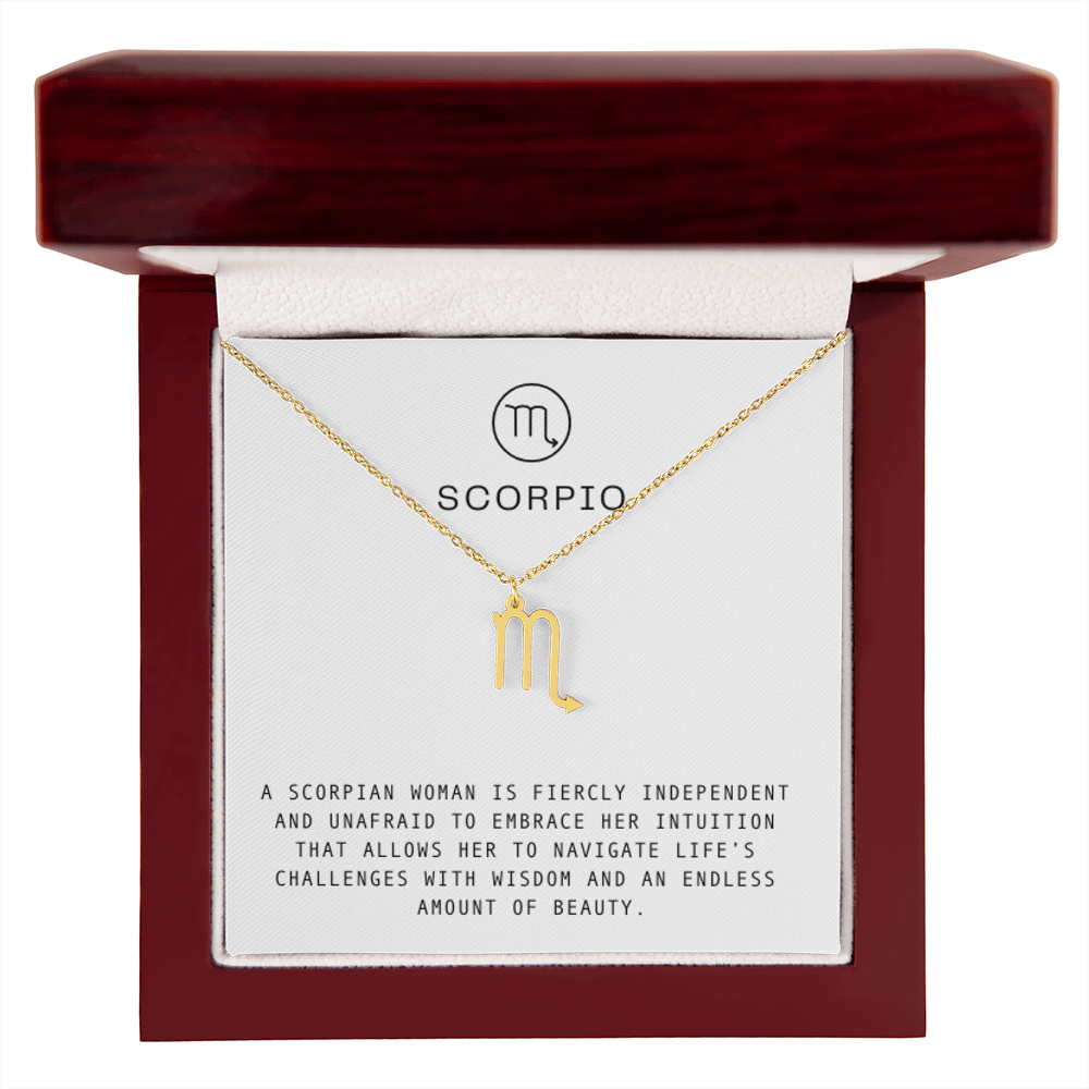 SCORPIO WOMAN ZODIAC NECKLACE WITH MESSAGE CARD