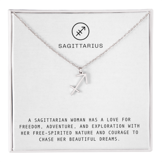 SAGITTARIUS WOMAN ZODIAC NECKLACE WITH MESSAGE CARD