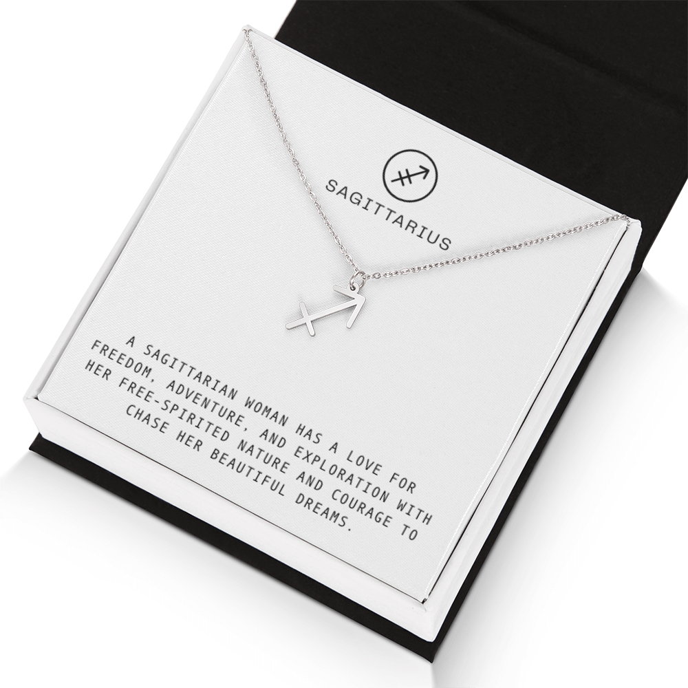 SAGITTARIUS WOMAN ZODIAC NECKLACE WITH MESSAGE CARD