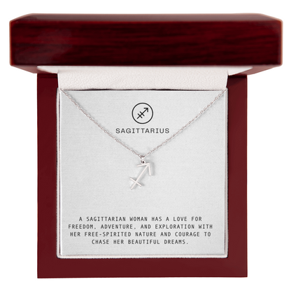 SAGITTARIUS WOMAN ZODIAC NECKLACE WITH MESSAGE CARD