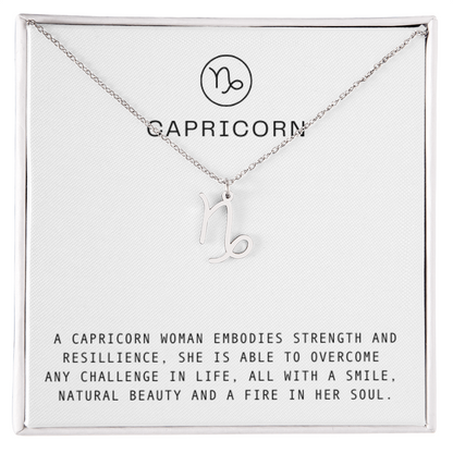 CAPRICORN WOMAN ZODIAC NECKLACE WITH MESSAGE CARD