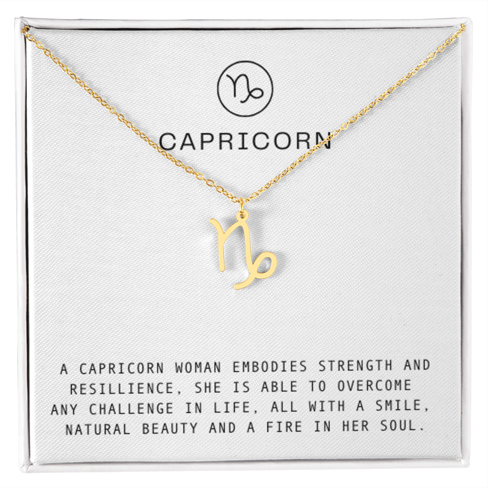 CAPRICORN WOMAN ZODIAC NECKLACE WITH MESSAGE CARD
