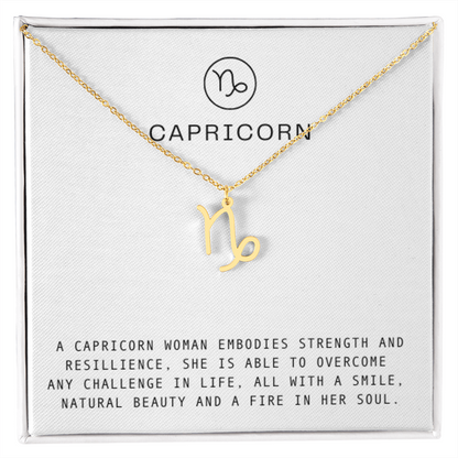 CAPRICORN WOMAN ZODIAC NECKLACE WITH MESSAGE CARD