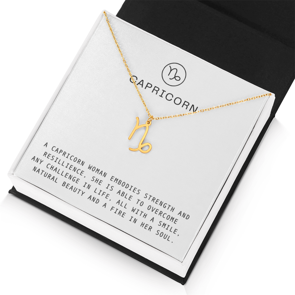 CAPRICORN WOMAN ZODIAC NECKLACE WITH MESSAGE CARD