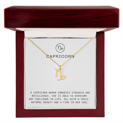 CAPRICORN WOMAN ZODIAC NECKLACE WITH MESSAGE CARD