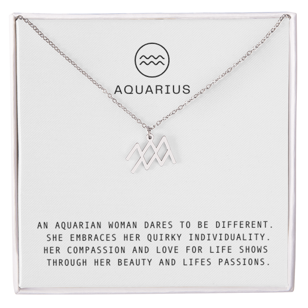 AQUARIUS WOMAN ZODIAC NECKLACE WITH MESSAGE CARD