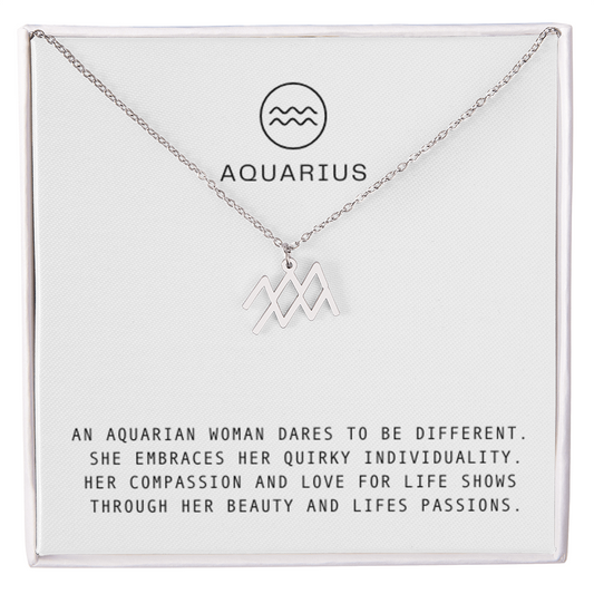AQUARIUS WOMAN ZODIAC NECKLACE WITH MESSAGE CARD