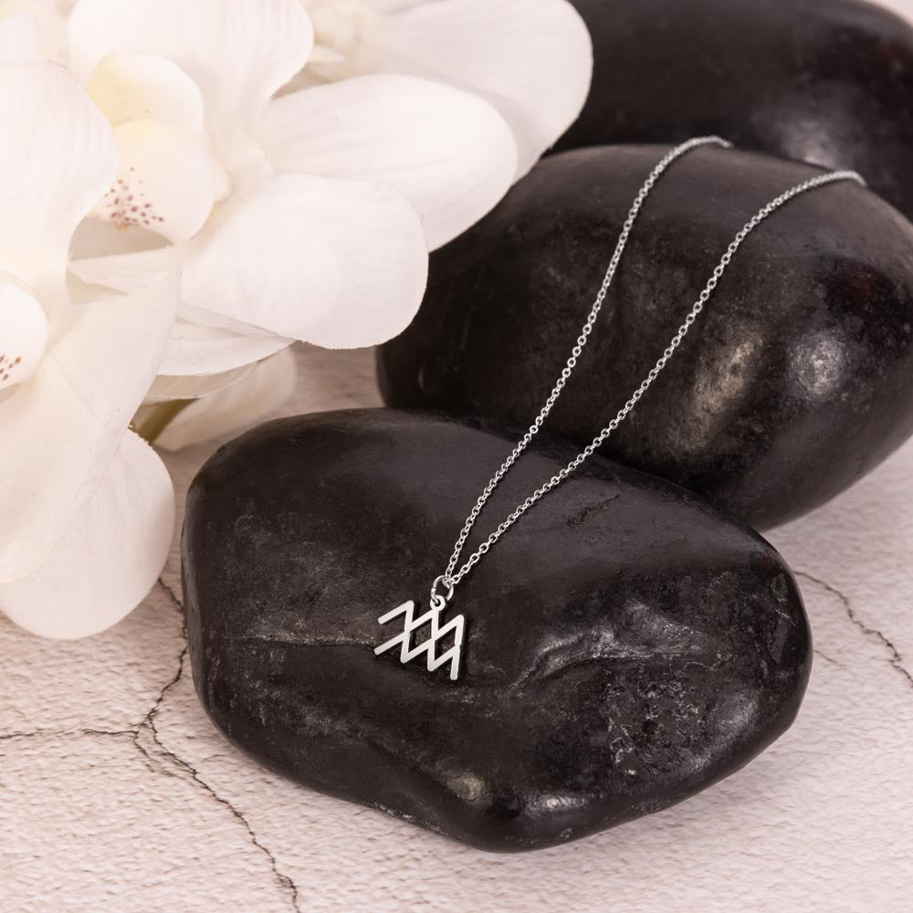 AQUARIUS WOMAN ZODIAC NECKLACE WITH MESSAGE CARD