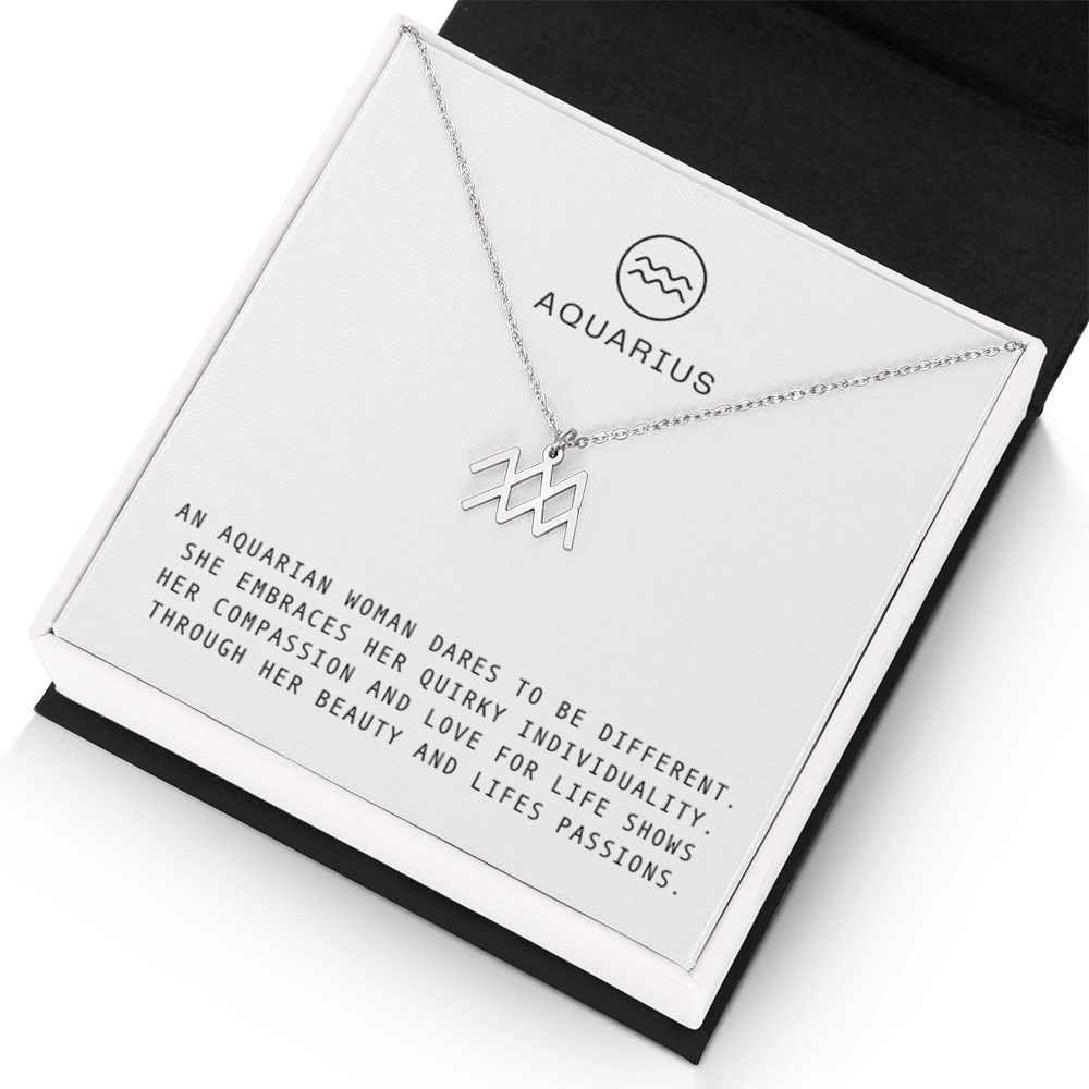 AQUARIUS WOMAN ZODIAC NECKLACE WITH MESSAGE CARD