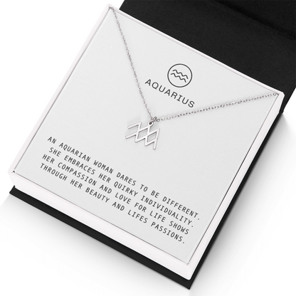AQUARIUS WOMAN ZODIAC NECKLACE WITH MESSAGE CARD