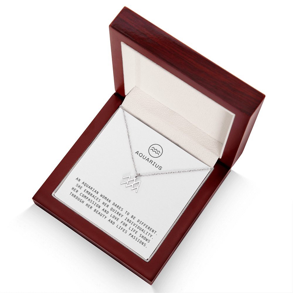 AQUARIUS WOMAN ZODIAC NECKLACE WITH MESSAGE CARD