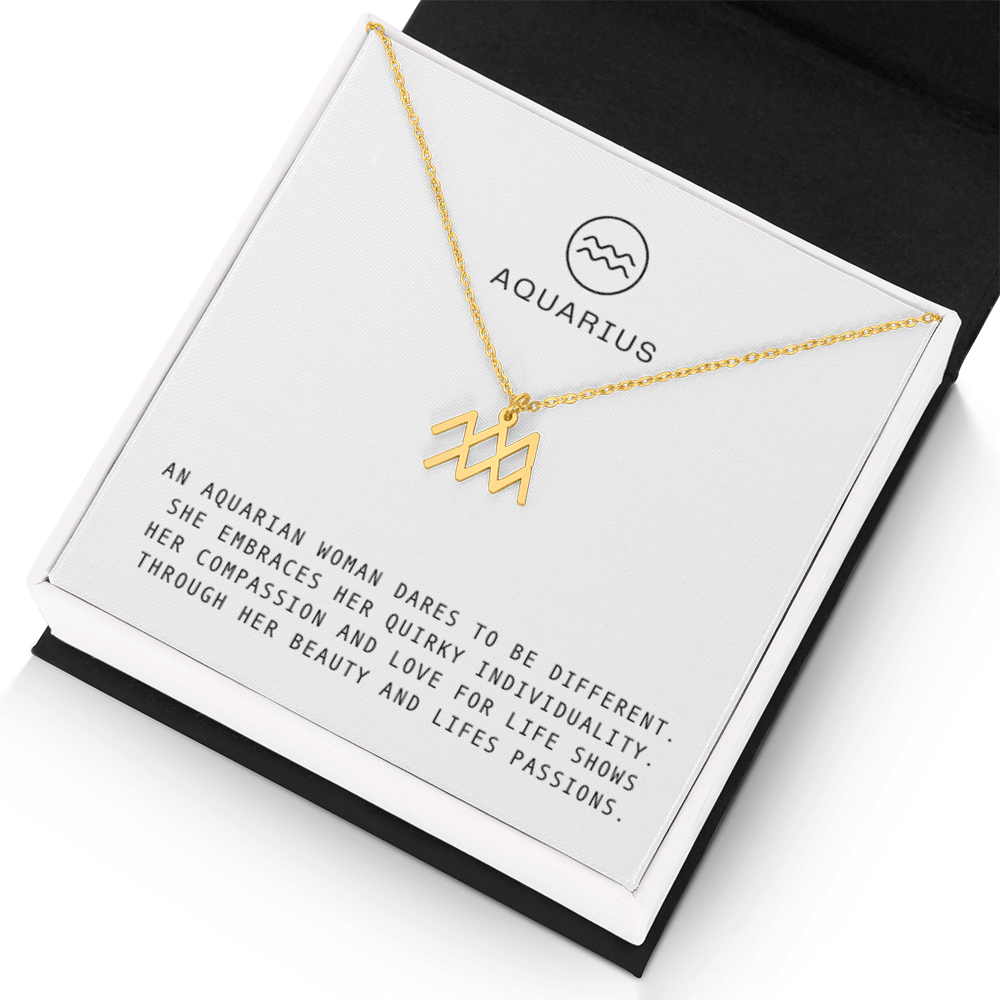 AQUARIUS WOMAN ZODIAC NECKLACE WITH MESSAGE CARD