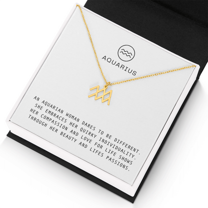 AQUARIUS WOMAN ZODIAC NECKLACE WITH MESSAGE CARD