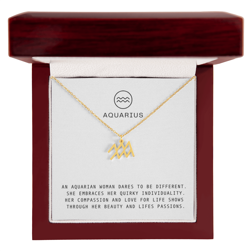 AQUARIUS WOMAN ZODIAC NECKLACE WITH MESSAGE CARD