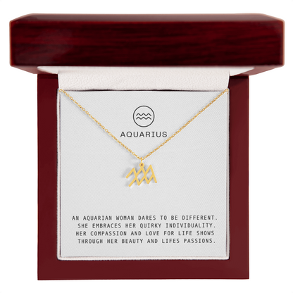 AQUARIUS WOMAN ZODIAC NECKLACE WITH MESSAGE CARD