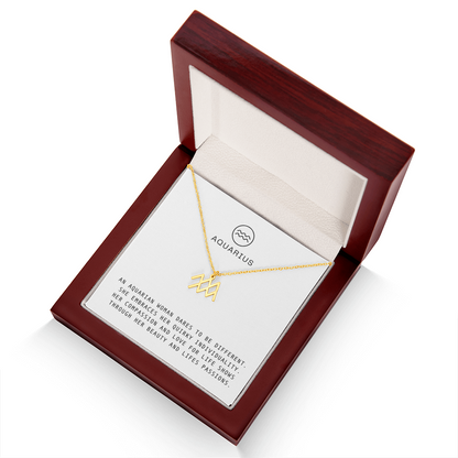 AQUARIUS WOMAN ZODIAC NECKLACE WITH MESSAGE CARD