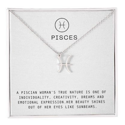 PISCES WOMAN ZODIAC NECKLACE WITH MESSAGE CARD