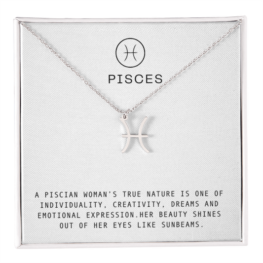 PISCES WOMAN ZODIAC NECKLACE WITH MESSAGE CARD