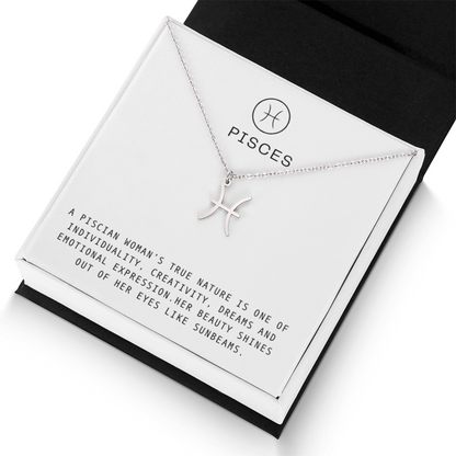 PISCES WOMAN ZODIAC NECKLACE WITH MESSAGE CARD