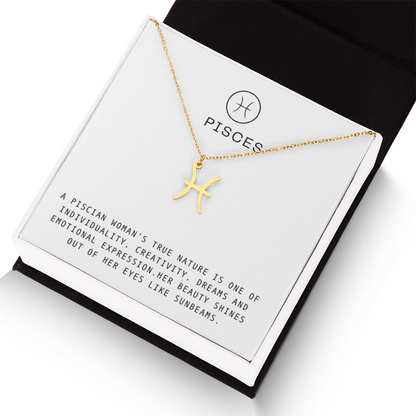 PISCES WOMAN ZODIAC NECKLACE WITH MESSAGE CARD